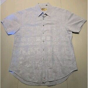 Robert Graham Mens Short Sleeve Button Down Ballina Ridge Shirt Blue Sz XXL